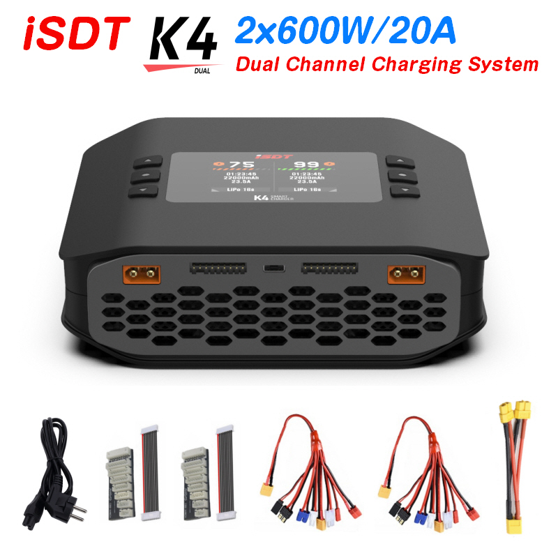 Isdt K4 Dual Lipo Charger - شاحن بطاريات ليثيوم ذكي ISDT K4