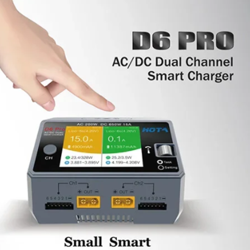 Hota D6 Pro Dual Lipo Charger - شاحن بطارية لاسلكي ثنائي القناة HOTA