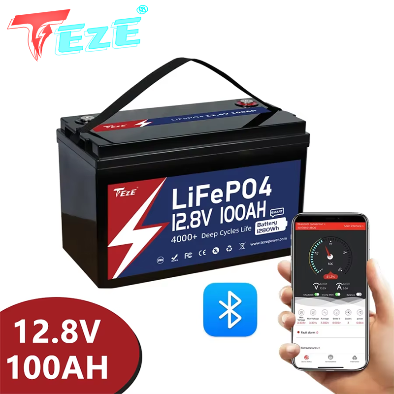 Lifepo4 12V 100Ah Bms Bluetooth - 8000 دورة 12 فولت 24 فولت
