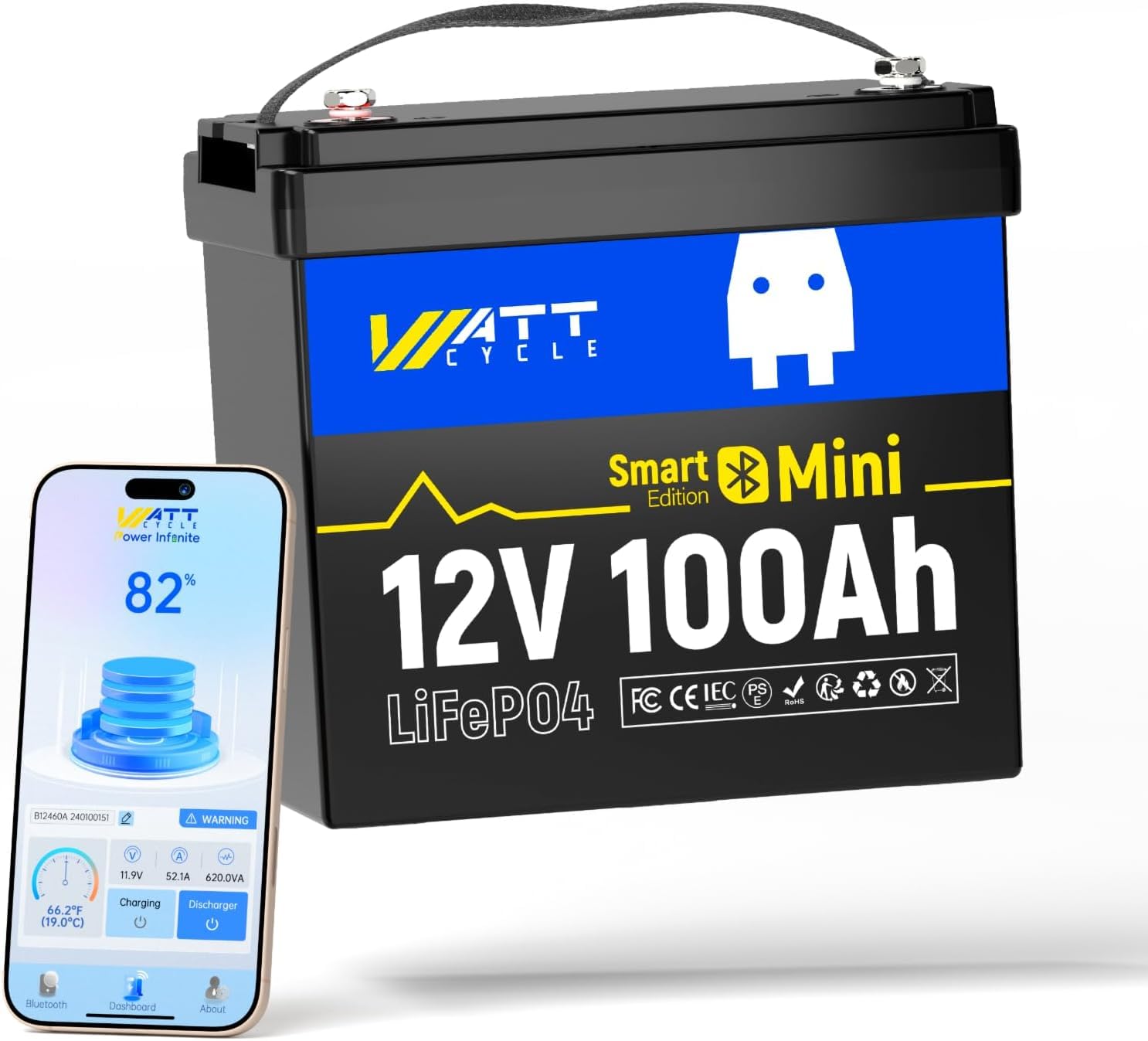 Lifepo4 12V 100Ah Bms Bluetooth - بطارية ليثيوم فوسفات الحديد صغيرة 12