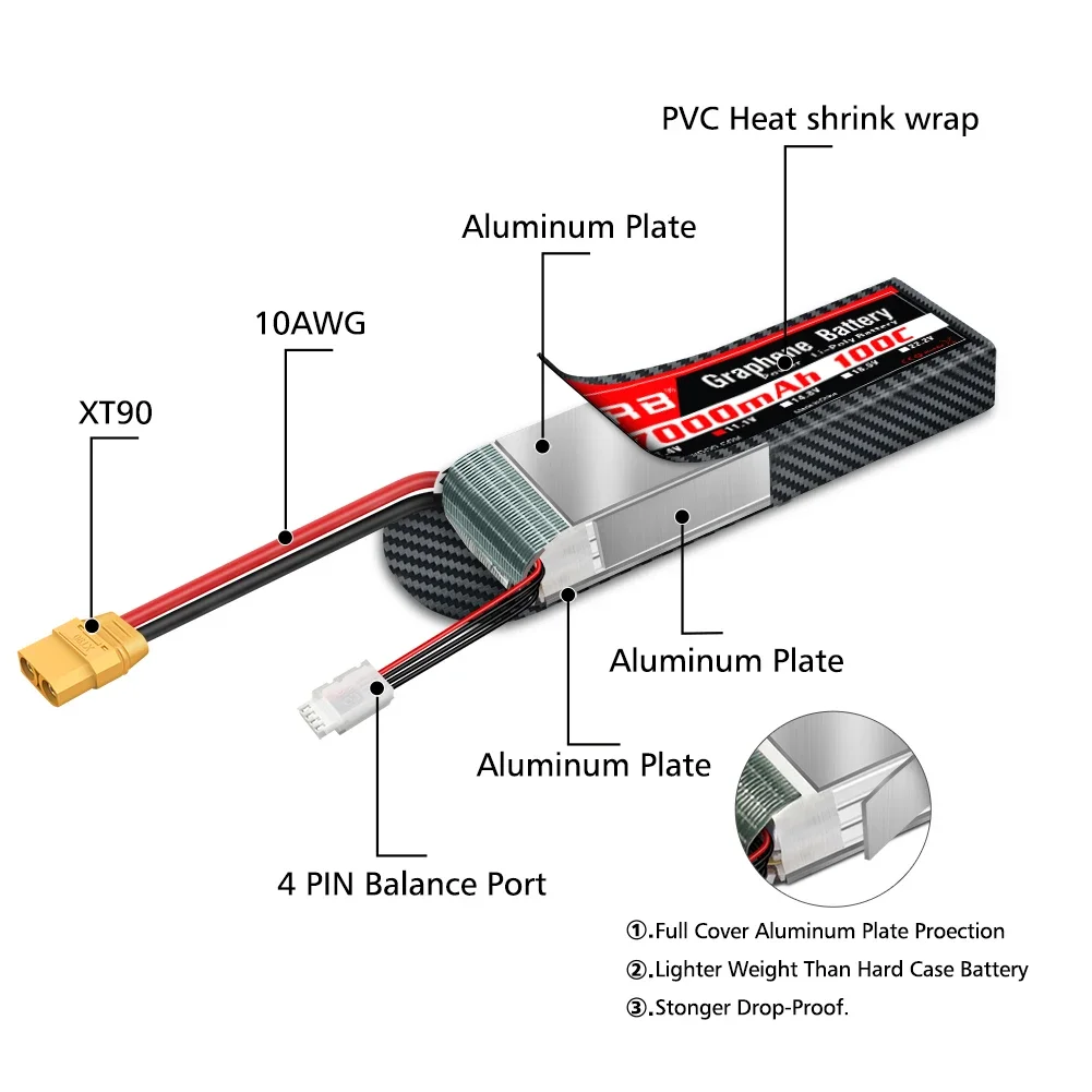 بطارية جرافين 2S 3S 4S 6S RC ي - مراجعة 4S Lipo Battery 14.8V 6000Mah وسعره