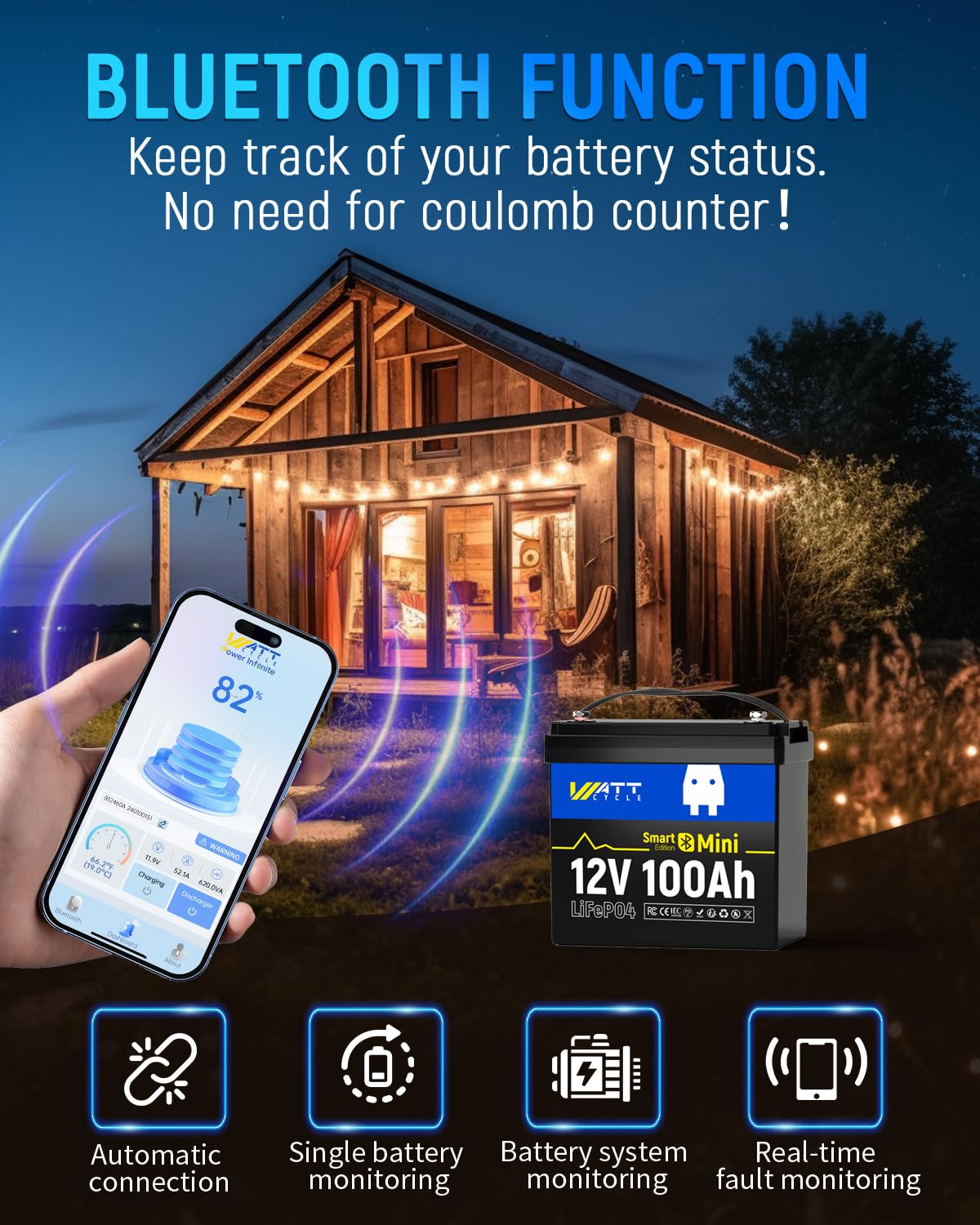 بطارية ليثيوم فوسفات الحديد صغ - مراجعة Lifepo4 12V 100Ah Bms Bluetooth وسعره
