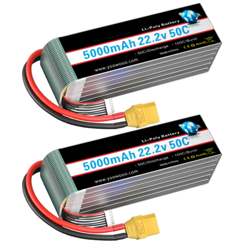 بطاريتان ليثيوم بوليمر 22.2 فو - مراجعة 6S Lipo Battery 22.2V 5000Mah وسعره