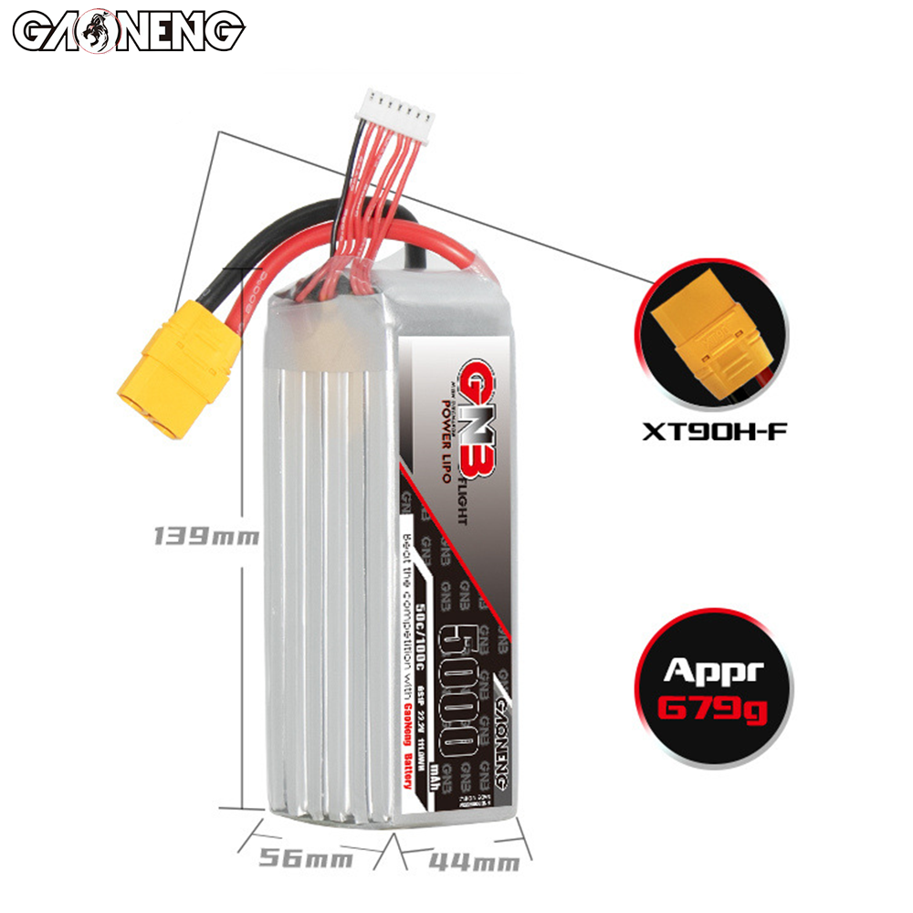 بطارية ليثي أصلية GNB 5000mAh  - مراجعة 6S Lipo Battery 22.2V 5000Mah وسعره